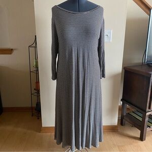 De Collection Women’s Striped Stretch 3/4 Sleeve Midi Shirt Dress, Size XL